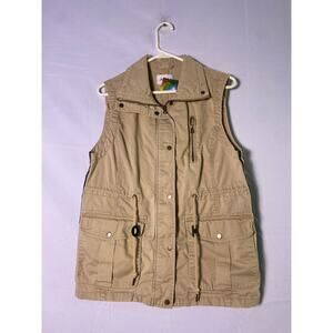 Day Trip Full Zip Button Snap Tan Vest Jacket Front Pockets Women's Size Large